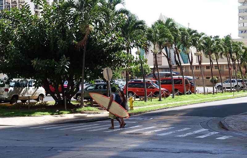 ハワイへ行く人は要注意! 道路横断中のながらスマホは使用禁止!!
